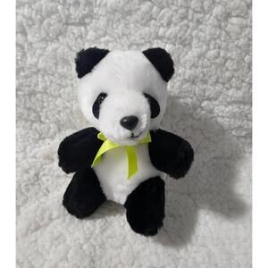 1988 World Wildlife Fund WWF Panda Stuffed Animal Plush Toy White & Black Bow 6"